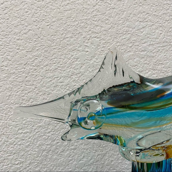 Murano Style Art Glass Blue Marlin Fish 11” Fish Sculpture Figurine - Picture 3 of 14